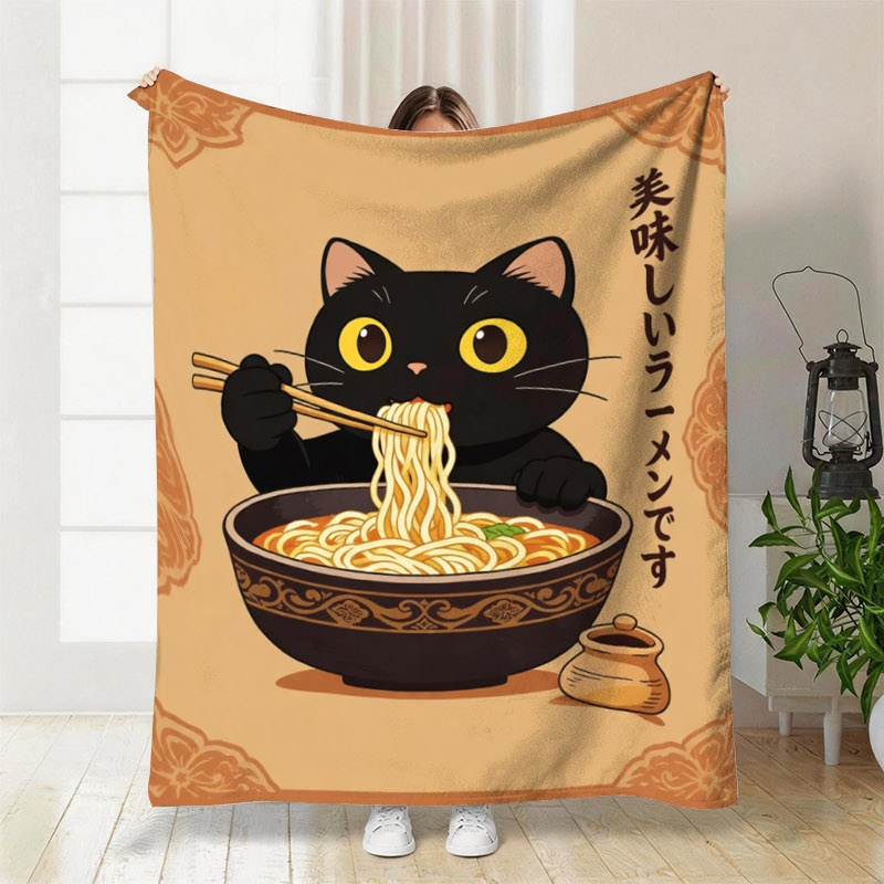 Baby Food Japan - Cute Cat Ramen Throw Blanket Tapestry