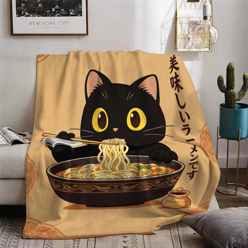 Cute Cat Ramen Throw Blanket T - Baby Food Japan ulasan dan harga